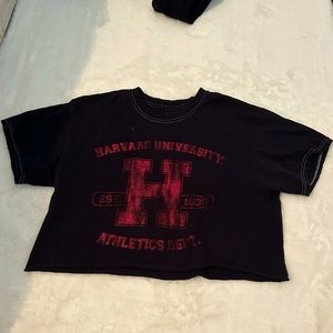Black and Red Small Graphic Harvard Crop Top